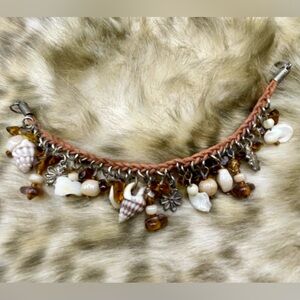 Bohemian Shell and Bead Bracelet - Brown, Shell, and Silver